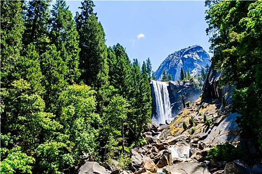 春天,瀑布,优胜美地国家公园,加利福尼亚,美国