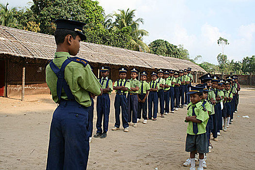 学生,早晨,军校学生,市场,孟加拉,2008年