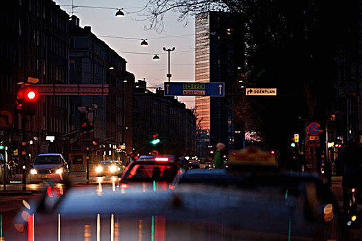 街道,交通,黄昏