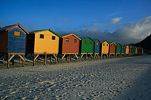 彩色,淋浴棚,海滩,福尔斯湾,开普敦,南非