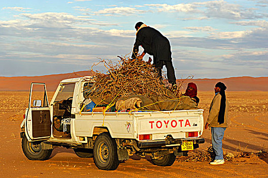 吉普车,装载,木柴,撒哈拉沙漠,利比亚,非洲