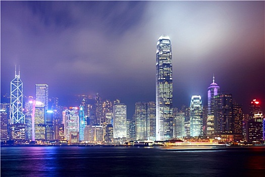 香港,夜晚,城市天际线