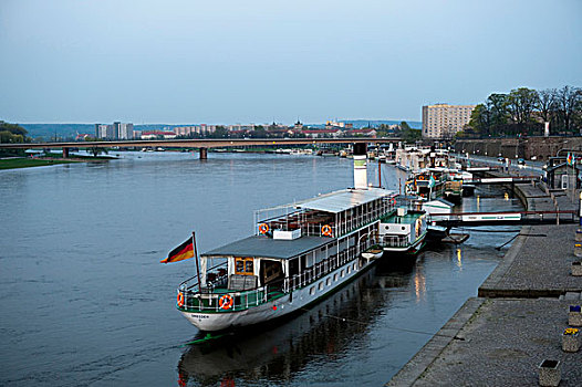 桨轮船,易北河,德累斯顿,萨克森,德国,欧洲