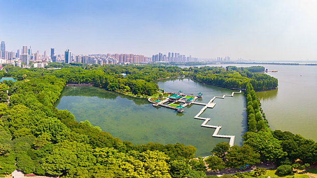 武汉,东湖,风景区,夏日,航拍,风光