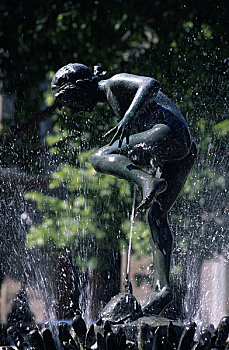 雕塑,喷泉,芒特弗农,公园,巴尔的摩,马里兰,美国