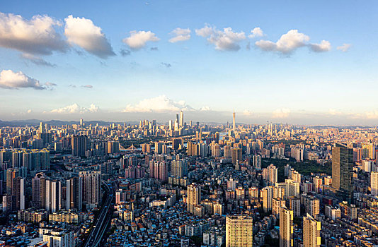 广州市海珠区全景航拍内环路高架珠江新城广州塔