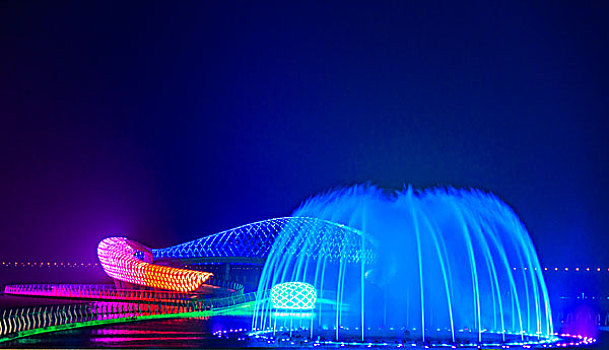 苏州苏州湾音乐喷泉夜景