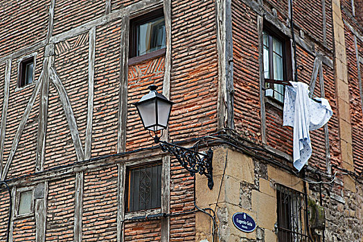 角,砖砌建筑,灯光,墙壁,布,悬挂,窗,圣塞巴斯蒂安,西班牙
