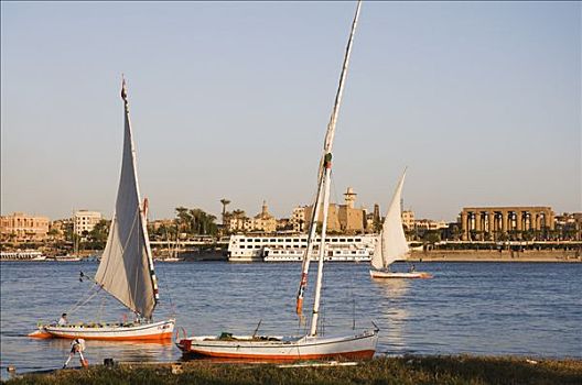 船,尼罗河,路克索神庙,埃及