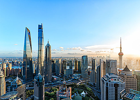 上海城市风光,陆家嘴黄昏夜景