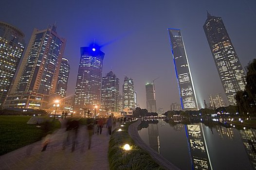 上海,天际线,黄昏,中国
