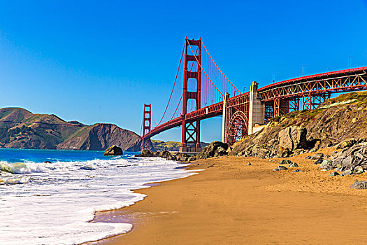 旧金山,金门大桥,海滩,加利福尼亚