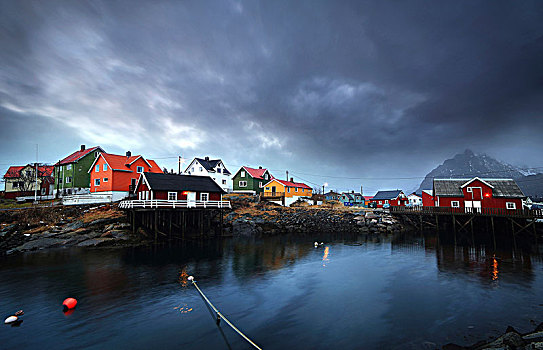 漂亮,渔民,乡村,房子,罗浮敦群岛,挪威