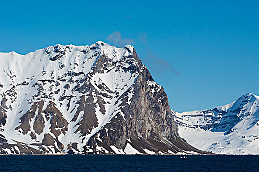 挪威,斯瓦尔巴特群岛,花冈岩,悬崖,围绕