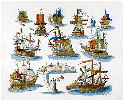 军舰,18世纪,艺术家,未知