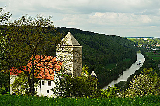 城堡,靠近,山谷,巴伐利亚,德国,欧洲