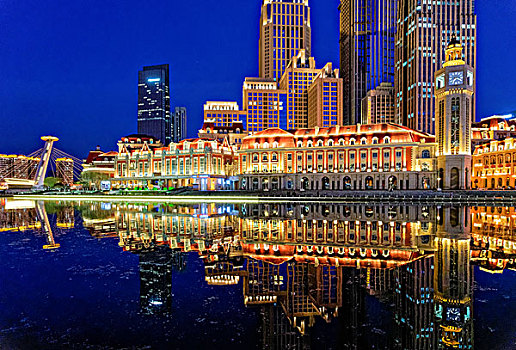天津海河城市夜景
