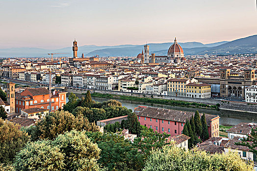 风景,佛罗伦萨,米开朗基罗,托斯卡纳,意大利,欧洲