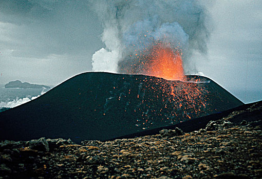 火山爆发,炽热,火山岩,烟,灰尘,火山,海伊玛伊,岛,冰岛