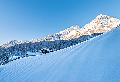 雪景,奥斯塔谷,意大利阿尔卑斯山,意大利