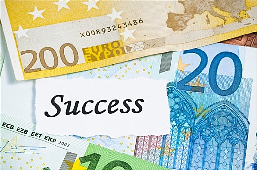 成功,金融,概念,欧元钞票