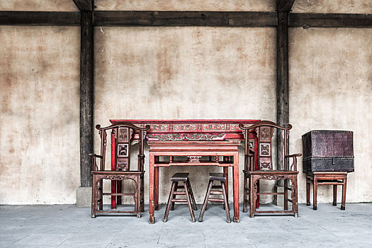 徽派建筑室内陈列的中式古典家具