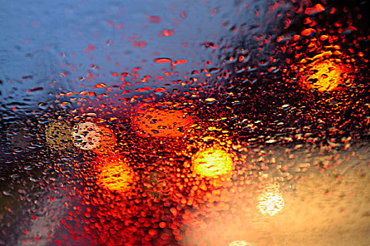 风景,风档玻璃,早晨,高峰时间,交通,雨,埃森,鲁尔区,北莱茵威斯特伐利亚,德国