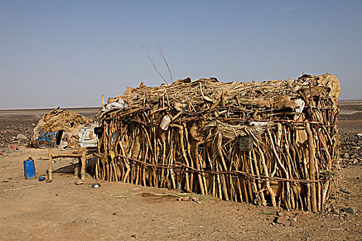 小屋,乡村,淡啤酒,达纳基尔凹地,埃塞俄比亚,非洲