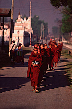 缅甸,茵莱湖,和尚,寺院,收集