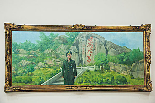 台湾台北市中正區中正纪念堂中概括蒋介石先生一生的四幅油画