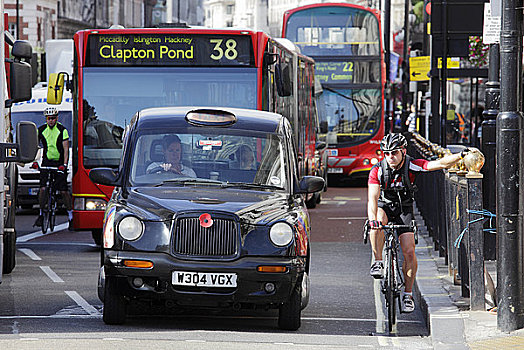 英格兰,伦敦,骑车,巴士,出租车,等待,红绿灯