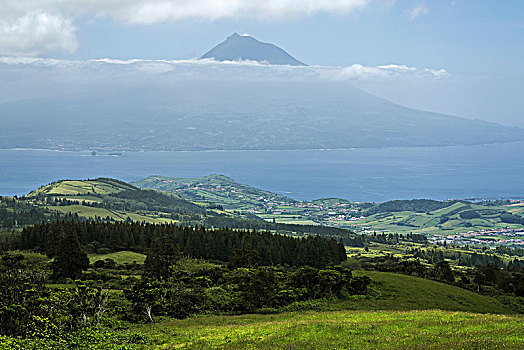 风景,岛屿,法亚尔,火山,亚速尔群岛,葡萄牙,欧洲