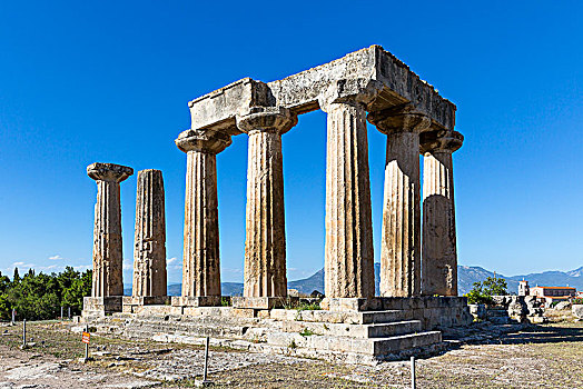 阿波罗神庙,古老,科林斯地峡,希腊,欧洲