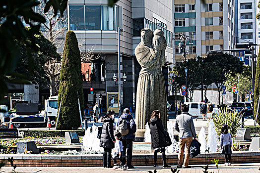 公园,小女孩,雕塑,横滨,日本