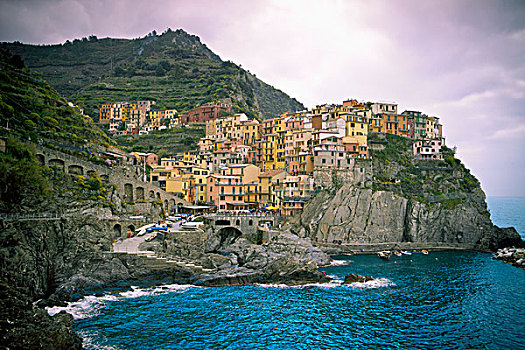房子,石头,石台,海岸,马纳罗拉,利古里亚,意大利