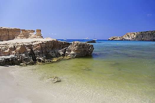 海滩,伊比沙岛,巴利阿里群岛,西班牙