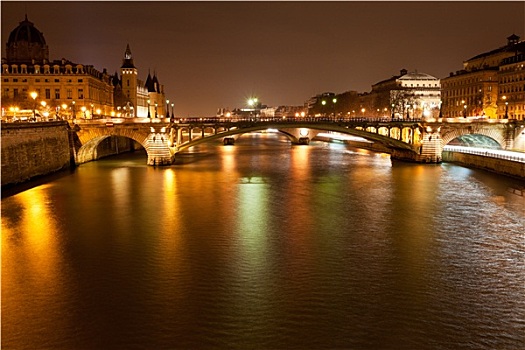 夜晚,全景,塞纳河,巴黎