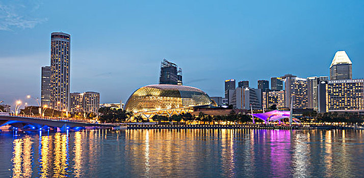 市区,天际线,国家体育场,新加坡河,新加坡,亚洲