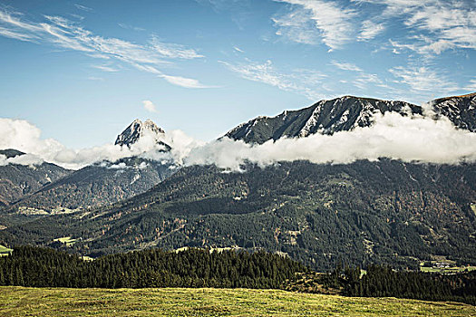 风景,山,低云,奥地利