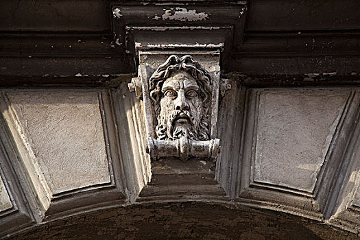 雕刻,头部,钥匙,石头,拱形,高处,入口,历史建筑