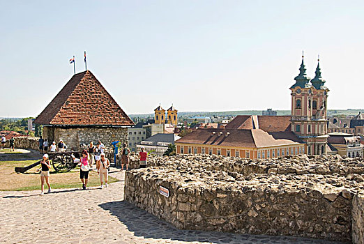 人,城堡,城墙,埃格尔,匈牙利,欧洲