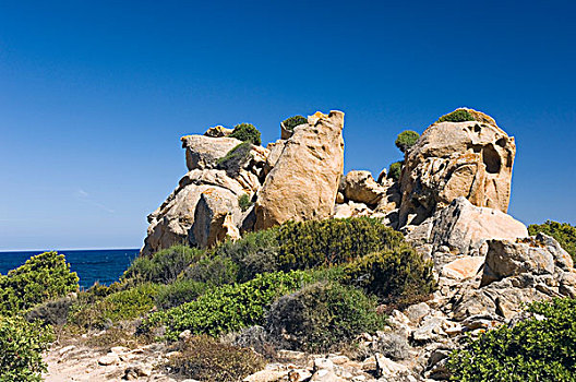 海岸,岩石构造,萨丁尼亚,意大利,欧洲