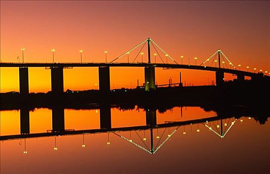 桥,日落,剪影,澳大利亚
