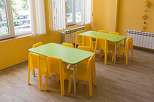 幼儿园,教室,小,椅子,桌子
