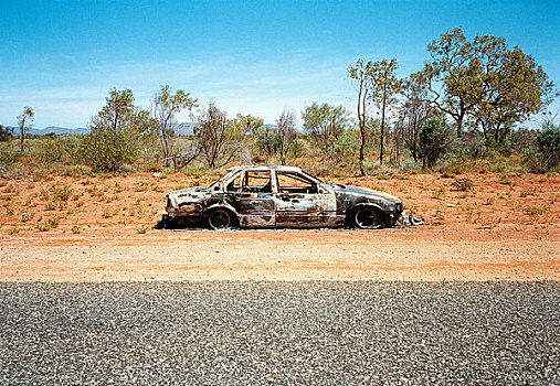 汽车,侧面,沙漠公路,澳大利亚