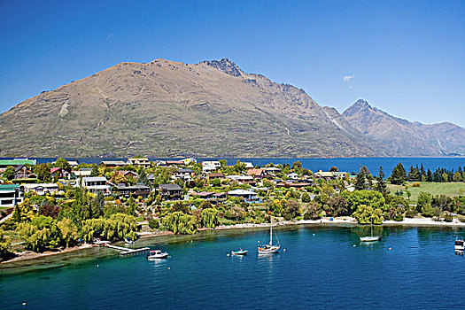 瓦卡蒂普湖,皇后镇,南岛,新西兰,俯视