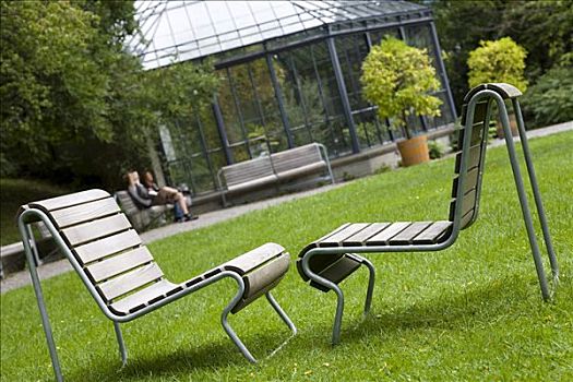 两个,椅子,公园,苏黎世,瑞士,欧洲