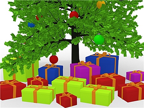 圣诞礼物,装饰,圣诞树