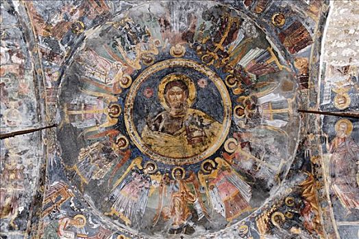 中世纪,壁画,天花板,教堂,阿尔巴尼亚,巴尔干,欧洲