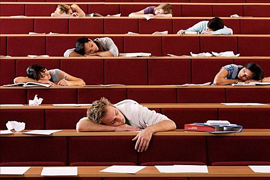 学生,睡觉,阶梯教室